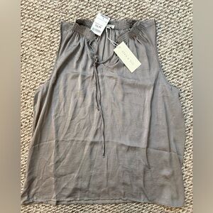 Alex & Lili Tank Blouse Ruffle Neck Front Tie